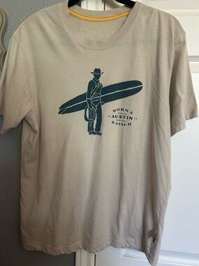 Howler Brothers Men's Beige Graphic Surfing Cowboy t- Shirt sz Medium